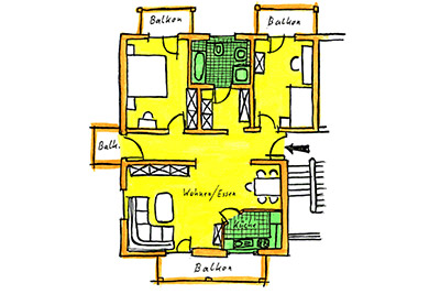 Grundriss Appartement 2/4